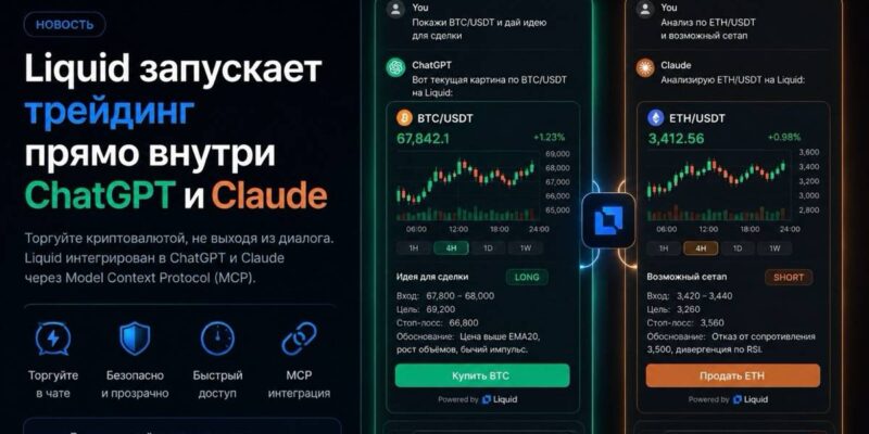 Liquid запускает трейдинг прямо внутри ChatGPT и Claude